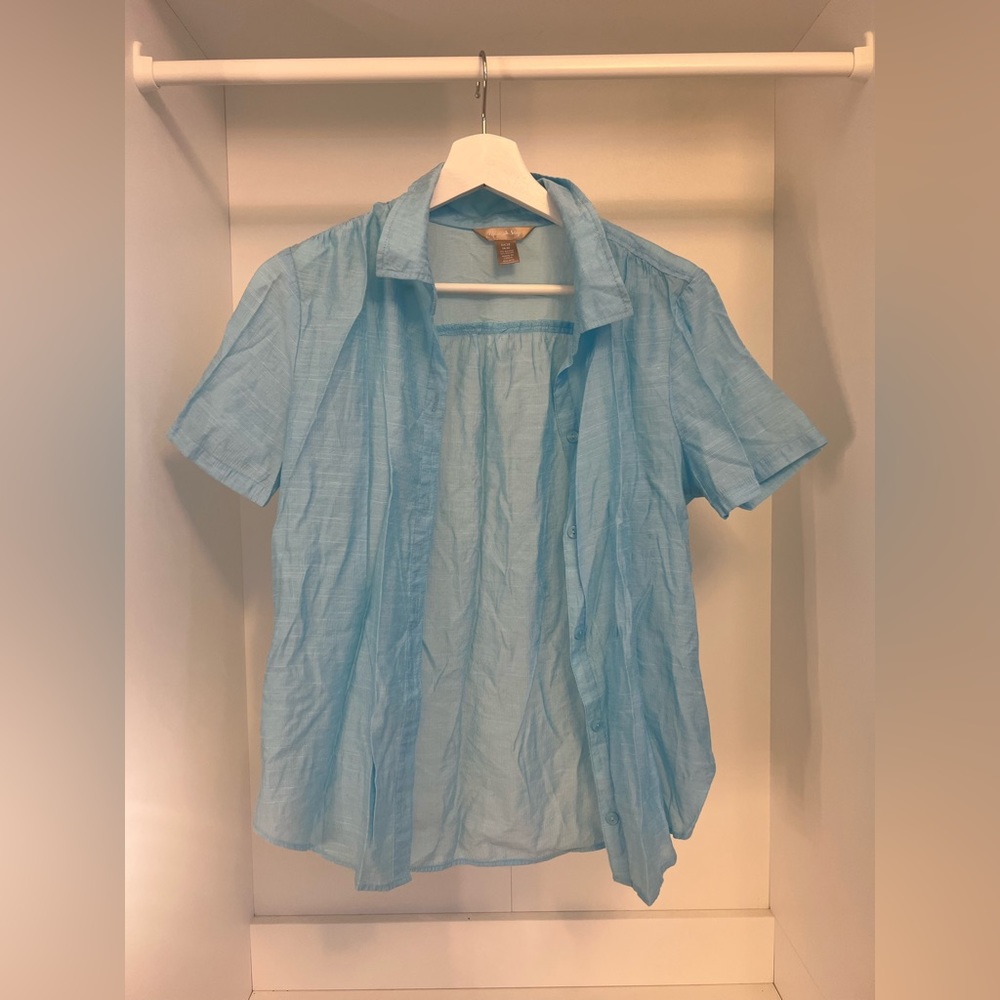 White Stag Light Blue Button Up Blouse